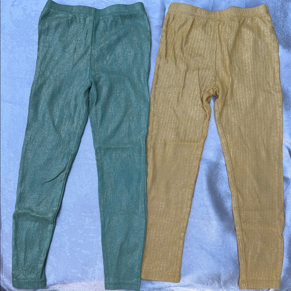 Peek Kids Shimmer Leggings in Green and Gold